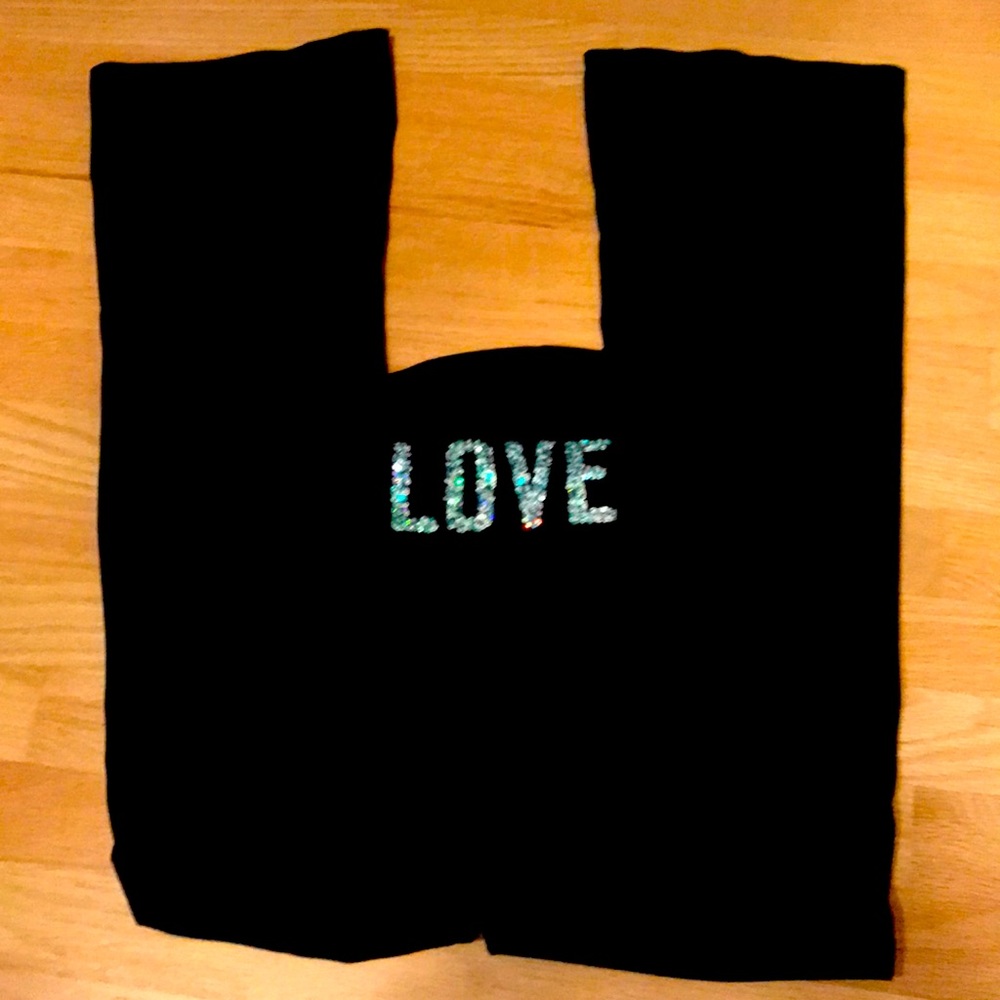 Victoria’s Secret fold over black leggings sequins